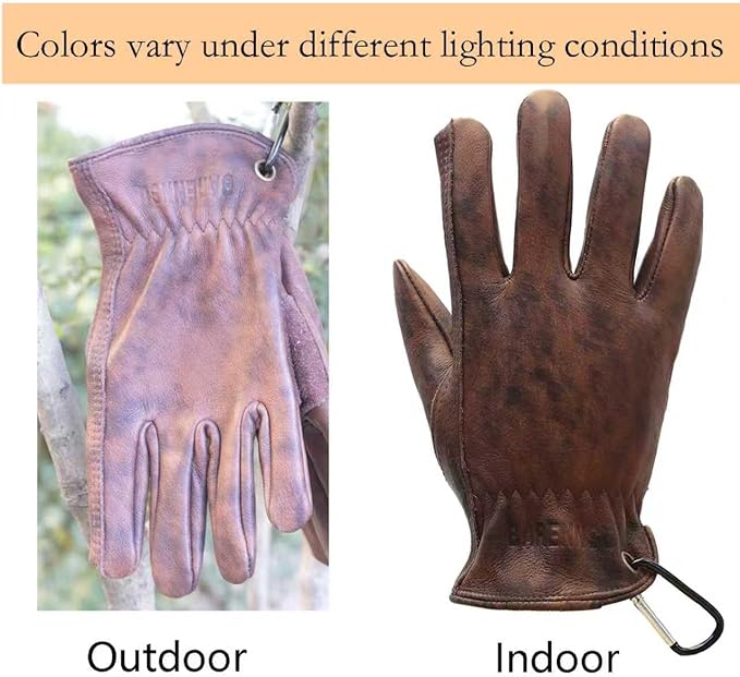 Leather Work Gloves for Men, Genuine Cowhide Men's Leather Gloves, Ideal for Construction, Outdoors work