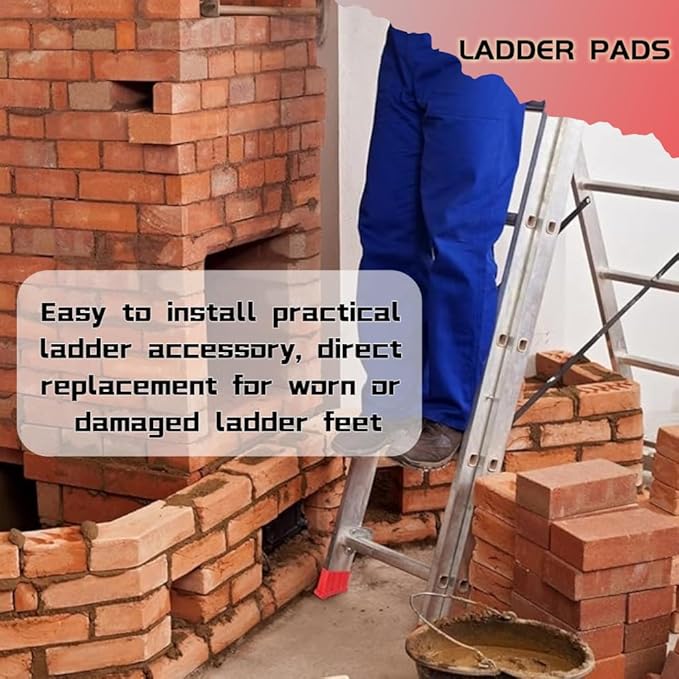 Ladder Feet-2PCS Covers Non Slip Rubber Steep Ladder Foot Pads Cushion Extension Ladder Feet Covers Security Bumpers Replacement Ladder Accessories Red, Step Ladder Rubber Feet Replacement