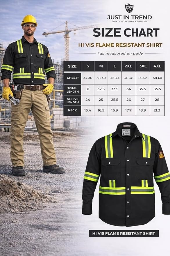 Flame Resistant High Visibility Hi Vis FR Shirt - 100% C - 7 oz