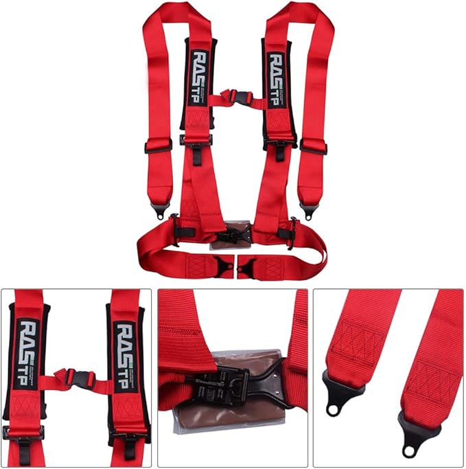 RASTP 4 Point Safety Harness with 3 Inch Padding (Red)