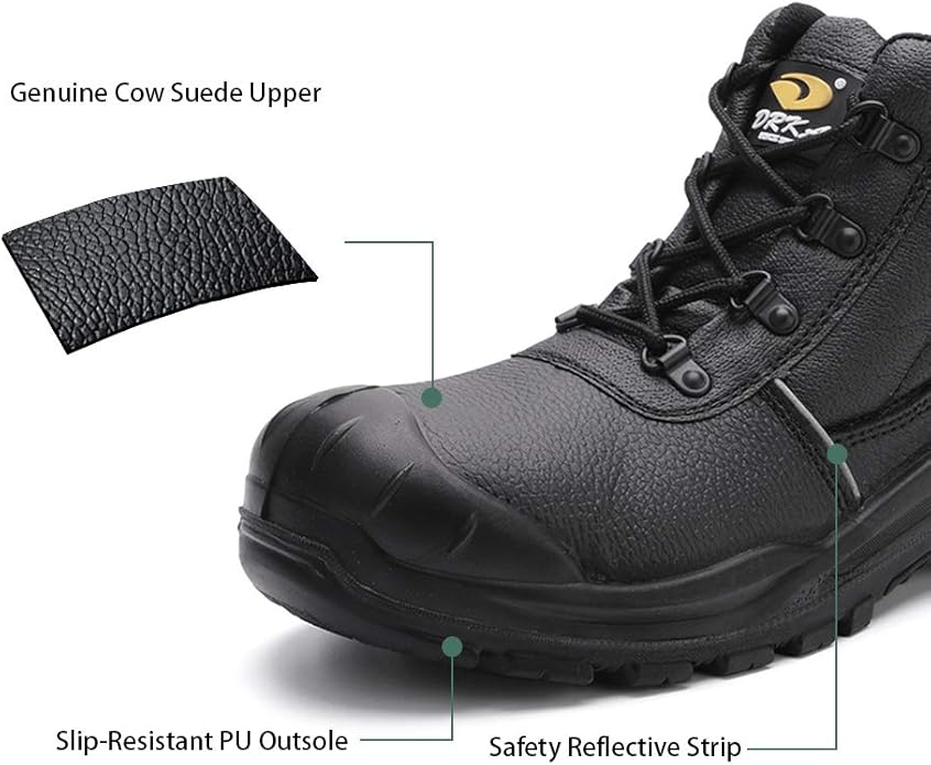 DRKA Water Resistant Steel Toe Work Boots For Men,6'' EH-Rated Safety Boots