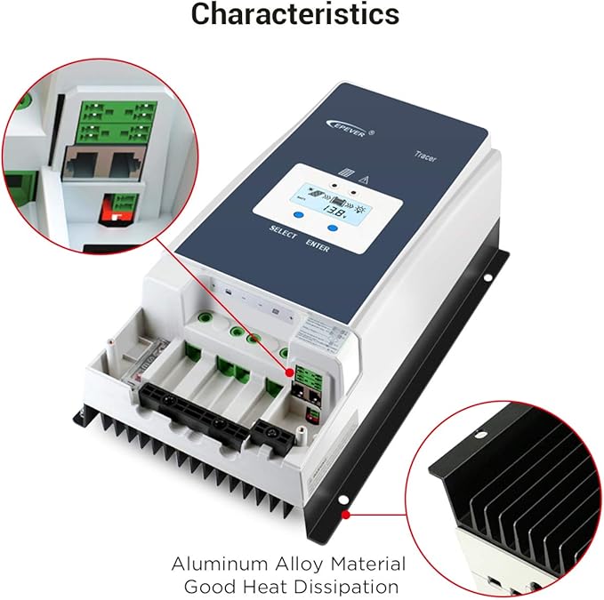 EPEVER 80A MPPT Solar Charge Controller 12V/24V/36V/48V DC Automatically Identifying System Voltage Max.PV 150V Solar Panel Regulator (Tracer 8415 an)