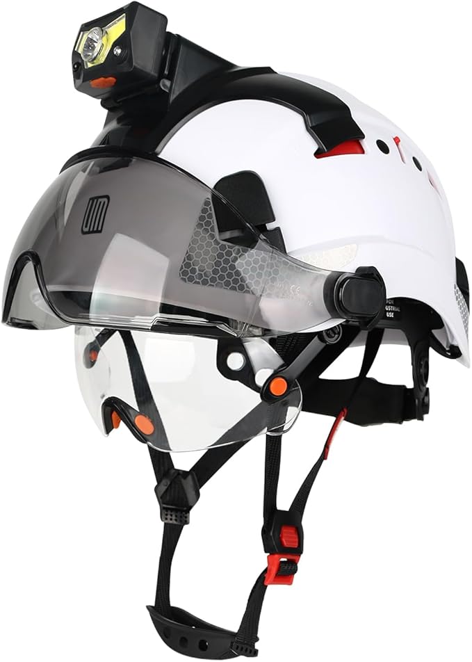 Safety Helmet Hard Hat with Detachable Headlamp Light and Visor Construction Hardhats for Men ANSI/ISEA Z89.1 Certified