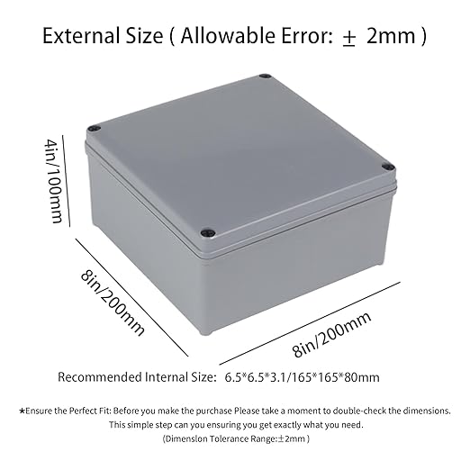 Junction Boxes-8" x 8" x 4" IP65 ABS Plastic Dustproof Waterproof Electrical Box Project Junction Conduit Box for Electrical Outdoor Enclosure