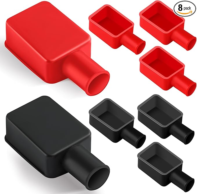 Battery Terminal Cover 8 Pcs, Battery Terminal Protector Isolate Soft Rubber, Positive Battery Terminal Cover Top Post, Battery Post Cover for Car Motorcycle Truck by XIOGZAXI