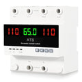 63A 110V Automatic Transfer Switch, Auto/Manual Generator Transfer Switch, DIN Rail Mount ATS with LED Display Safety Protections for Home Generator Inverter Utility Power L1 Priority Phase Selector