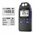 AH-Quantuv PAR Meter for Grow Lights, PPFD Meter 400-750nm with UVA Measurement 320-400nm, Shows PAR Breakdown of Blue Green Red, Records PAR & UVA for Light Distribution Mapping