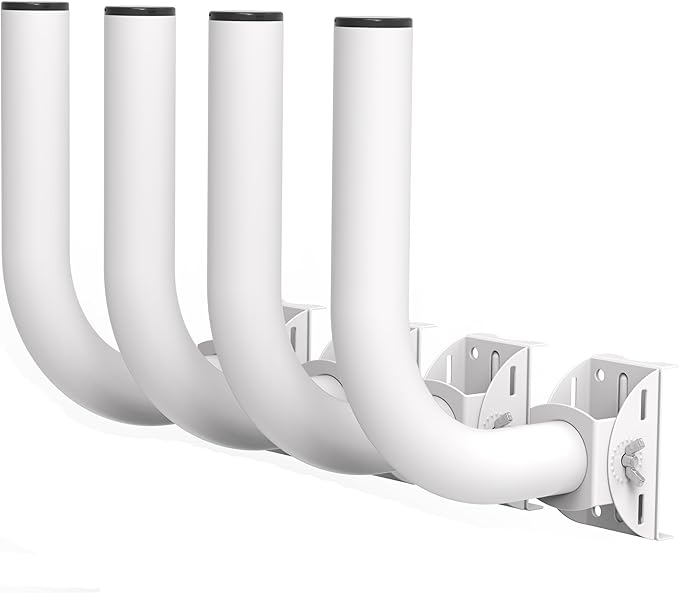 Universal Wireless Bridge Bracket, 150° Adjustable Lightweight J-Pole Mount for Wall or Pole, 12 in Outdoor Antenna Mast, 1.4 in OD, for Access Point CPE, AP, WiFi Extender, Weather Station (4-Pack)