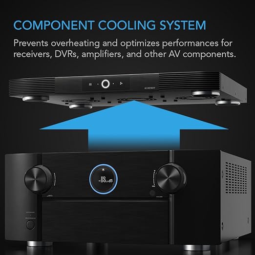 AC Infinity AIRCOM S9, Quiet Cooling Fan System 17" Top-Exhaust for Receivers, Amps, DVR, AV Cabinet Components