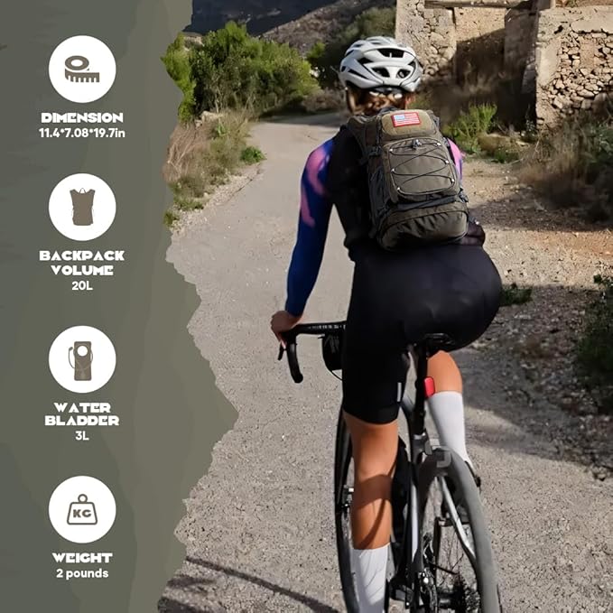 Maelstrom Hydration Hiking Backpack with 2L/3L Water Bladder, High Flow Bite Valve Water Backpack Men Women Lightweight Insulation for Hiking, Cycling, Running, Climbing, Camping