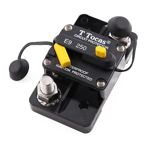 Hi-Amp E9 T3 250A 3/8" Studs Circuit Breaker with Manual Reset 12V - 48V DC | Waterproof IP67,Surface Mount, 250 Amp Switchable