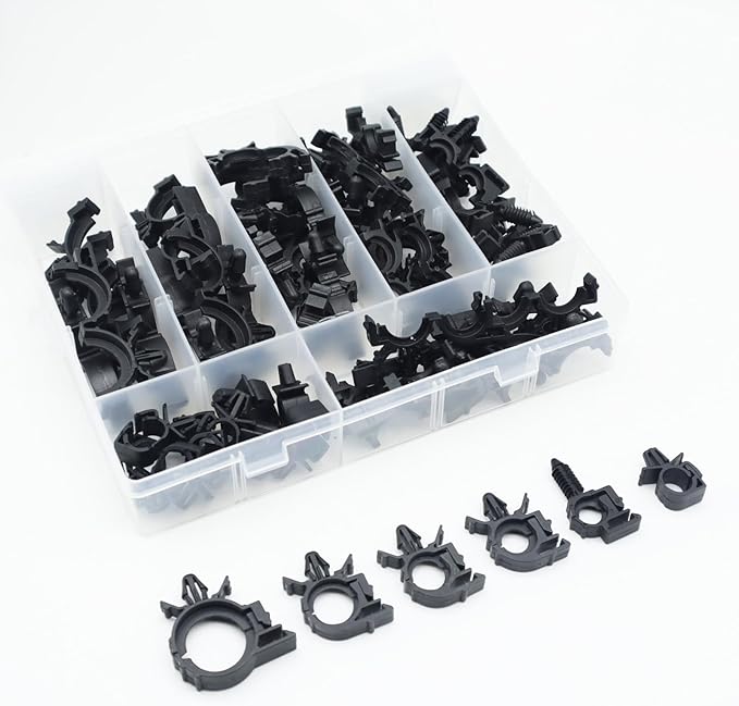 Universal Automotive Wire Loom Clips Kit, Car Engine Bay Wire Harness Routing Clip Replacement Parts for Trucks Cars (60pcs)