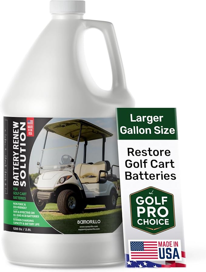 Battery Renew Solution for Golf Cart Batteries - 1 Gallon - Lead Acid Desulfator Refill - Treats Up to 6 Batteries - Refurbish, Repair & Restore Any 6 Volt, 8 Volt or 12 Volt - Made in USA - Non-Toxic