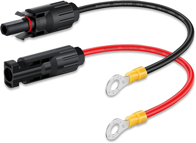 ELECTOP 10AWG Solar Panel Connector Cable, Solar Connecter to O Ring Solar Panel Adaptor Cable with Male and Female Connector for Solar Generator Inverter Battery Pack Charger