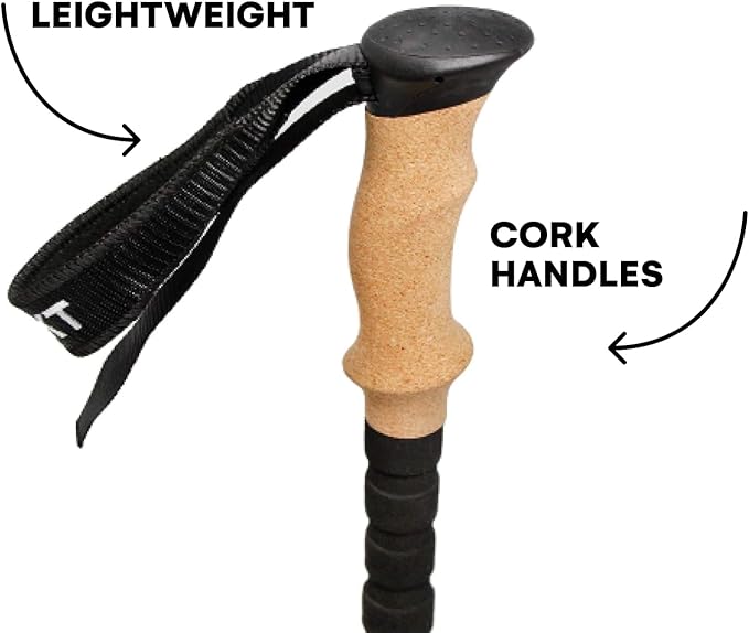 Effekt Carbon Trekking Poles Adjustable with Cork Grip & Bag - Hiking Poles, Telescopic Portable Nordic Walking Stick with Quick Locks, Collapsible Hiking Poles for Men, Women, self Defense ski Poles
