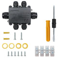 MAKERELE Junction Box Outdoor Waterproof IP68 6Way Open Splice Junction Box Electrical Cable Connector Wire Range 5 to 15mm with Screw Terminal Block External Power Cord Junction Boxes