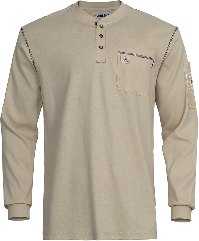 FR Shirts for Men CAT2/HRC2 Flame Resistant Shirts 6.5oz Light Weight Long Sleeve Fire Retardant Shirts