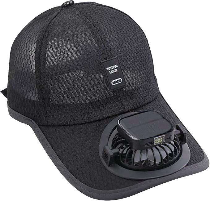 Men Women Solar Powered Fan Hat Cooling Baseball Hat Fishing Camping Beach Hats with Solar Fans Summer USB Charging Sun Hats