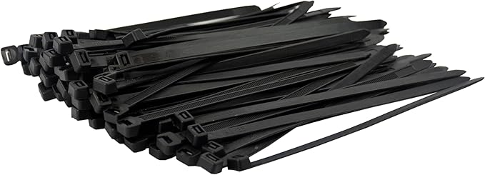 Pro Tie Heavy Duty Cable Ties, Self-Locking Nylon Cable Wire Ties for Indoor and Outdoor Use | 7.9-Inch, 120 lbs. Tensile Strength, UV Black Nylon, 100-Pack (PN: B8HD100)