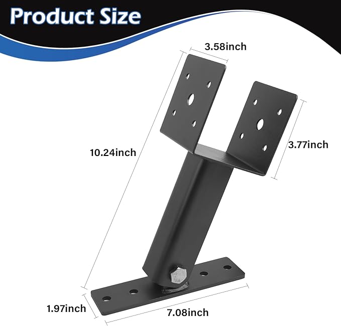 3-Pack Heavy Duty Pergola Brackets, 90 Degree Adjustable Saddle Roof Riser Beam Brackets for Wood Patio Gazebo, Fit 4x4 and 4x6 Wood Beam