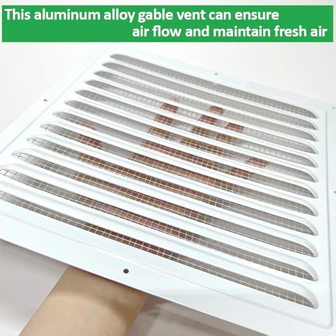 2pcs Attic Vents Gable Vents for Shed Shed Vent Kit with Screen Mesh Square Vent Louvered Vent Grille for Storage Shed Garage Ceiling Exterior Door House Attic (White,10 x 10 Inch)