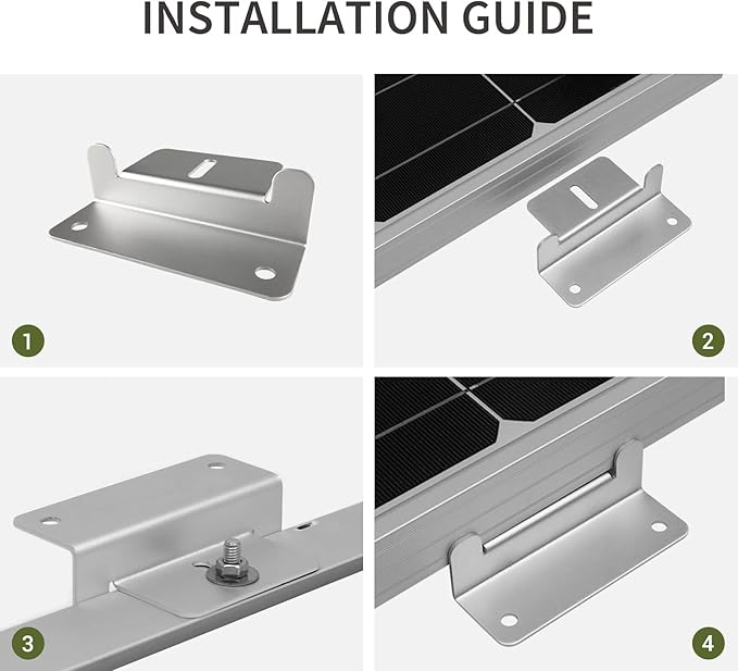 HQST Solar Panel Mounting Brackets with Nuts and Bolts Set of 4 Units, Supporting for RV, Boat, Roof, Wall and Other Off Gird Installation