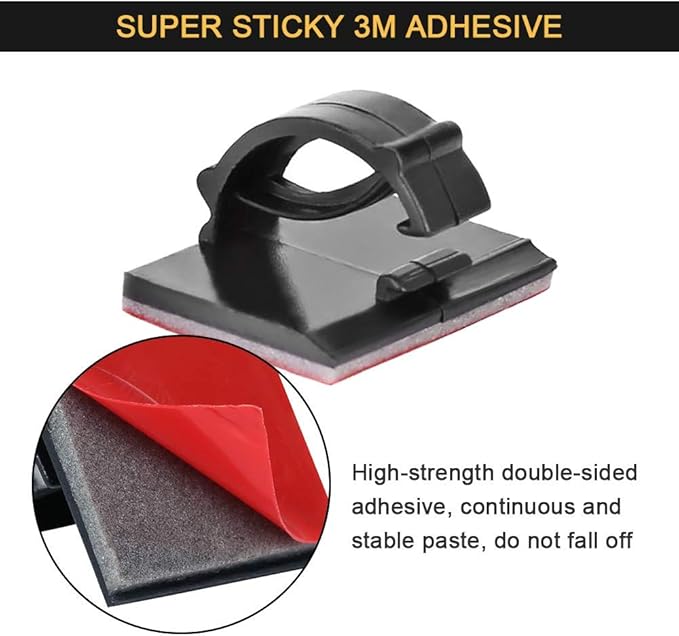 Cable Clips Adhesive Cord Organizer, Management 3M Cable Ties Wire Clips Organizer Cable Clamp Holders for Desk Car Tables PC Laptop TV Home Office Walls (0.75"x0.6", 30pcs, Black)