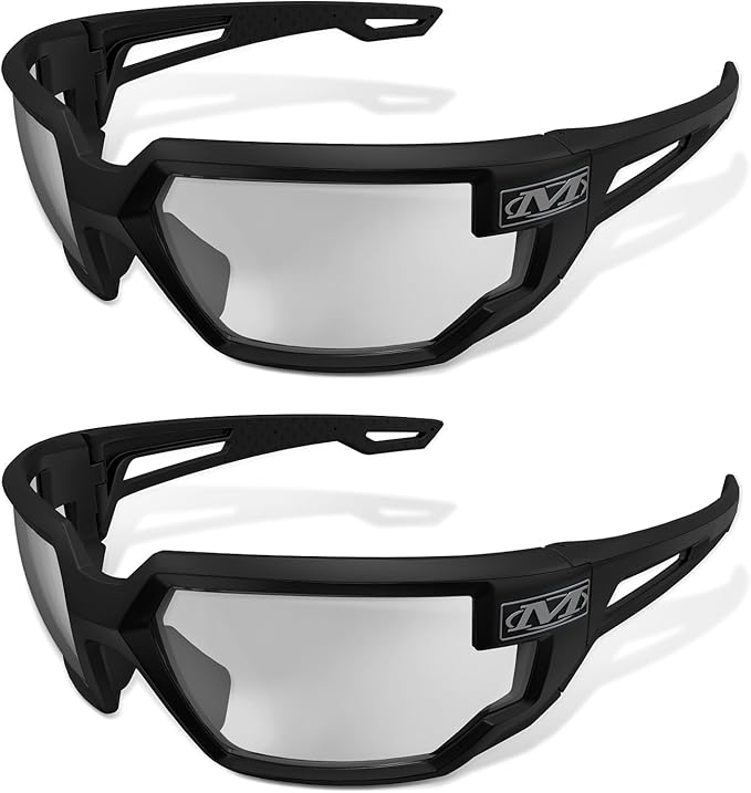 Mechanix Wear Type-X Clear Lens Safety Glasses - Anti-Fog Polycarbonate Industrial Safety Glasses - Ventilated Temples & Scratch-Resistant Lenses - Black Frame - 2 Pack