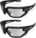 Mechanix Wear Type-X Clear Lens Safety Glasses - Anti-Fog Polycarbonate Industrial Safety Glasses - Ventilated Temples & Scratch-Resistant Lenses - Black Frame - 2 Pack