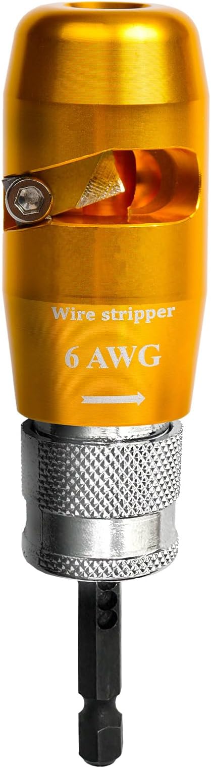 ANGELSWORD 6 AWG Wire Stripper for Drill, Wire Stripping Tool, Professional Electrician Tool, The Perfect Companion for Power Drill