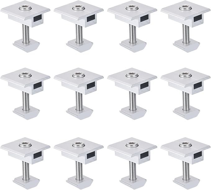 MECCANIXITY Solar Panel Middle Clamps 35mm Aluminium Solar Panel Mount Mid Clips for Solar Rail Mounting System Install Hardware 12 Pcs