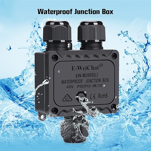 Junction Box Outdoor Waterproof Electrical Box, 3 Way Plug Line Plastic External Junction Box, Electric Power Cord Boxes Suitable for Outdoor Lights, Landscape Lighting (3way)