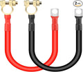 Linkstyle 2PCS 2AWG 12 Inch Battery Cables with 3/8" Terminals Lugs and Connectors Clamps, 30CM Battery Inverter Wire Set, for Marine Solar Panels Car Truck RV