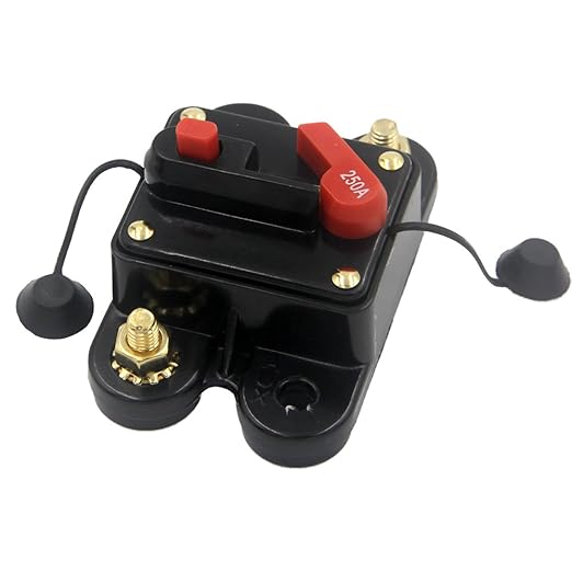 12-24V DC Circuit Breaker 60A 80A 100A 150A 200A 250A 300A Car Audio Fuse Holder for Trolling Motor Auto Marine Boat ATV RV Stereo Audio Inverter System Protection (250 Amp)