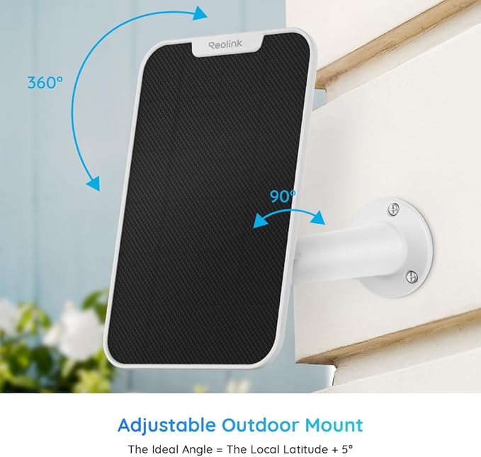 REOLINK 3W Solar Panel Power Designed for Wireless Outdoor Security Camera Solar Powered Cameras, 6V Type C Port, Compatible with Argus Eco/Go PT Plus/Argus 3 Pro/Argus PT, Non-Stop Charging (White)