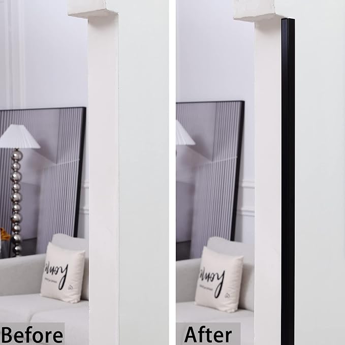 Aluminum Peel and Stick L Molding Corner Guards with 90° Angle for Wall Door Frame Cabinet Baseboard Protection and Decoration, 35.4in x 0.8in (3Pcs)