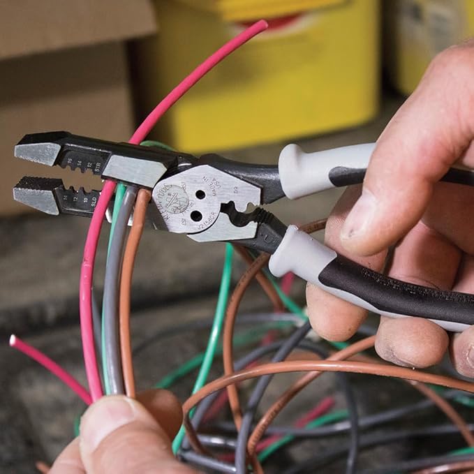 Klein Tools J215-8CR Multitool Pliers, Made in USA, Hybrid Multi Purpose Tool / Crimper, Wire Stripper, Bolt Shearing, Wire Grabbing, Twisting, Looping