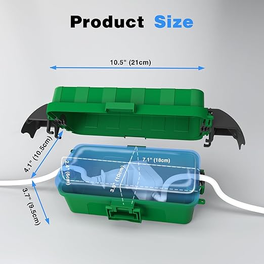 FLEMOON [2 Pack] IP55 Outdoor Electrical Box Waterproof with Detachable Awning Covers, 8.3 x 4.1 x 3.7 inch Weatherproof Extension Cord Cover, Easy Installation for Outdoor Plug, String Lights, Green