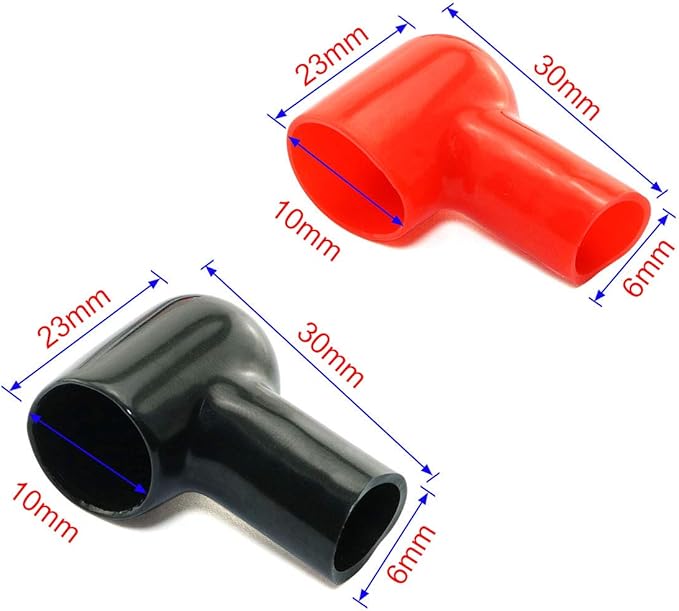 HJ Garden 12pcs Battery Terminal Boots Covers Insulating Protector Cable Lug Caps Insulating Covers Replacement Tools Red/Black 10x6mm
