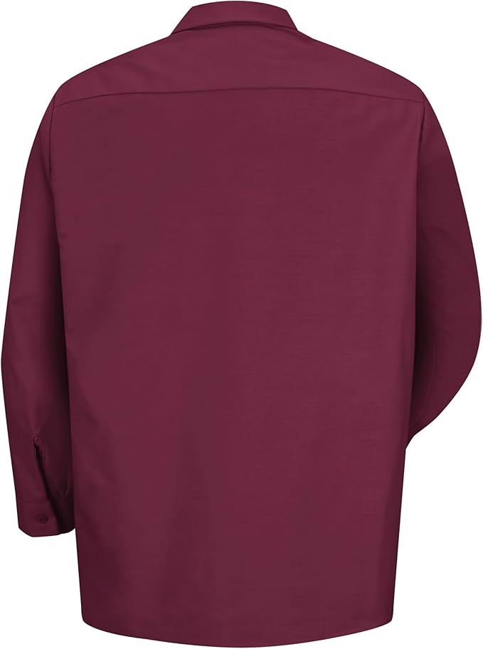 Red Kap Men's Long Sleeve Industrial Work Shirt | Moisture Wicking Button Up, Wrinkle Resistance Fights Fading & Stains