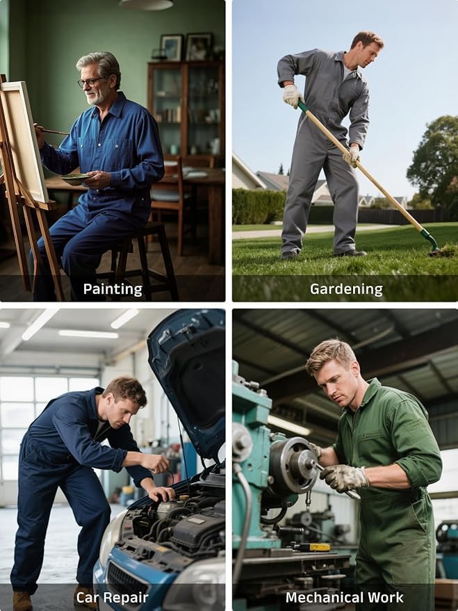 WORK IDEA Men's Coveralls Long Sleeve 100% Cotton Twill Workwear Jumpsuit Relaxed Fit