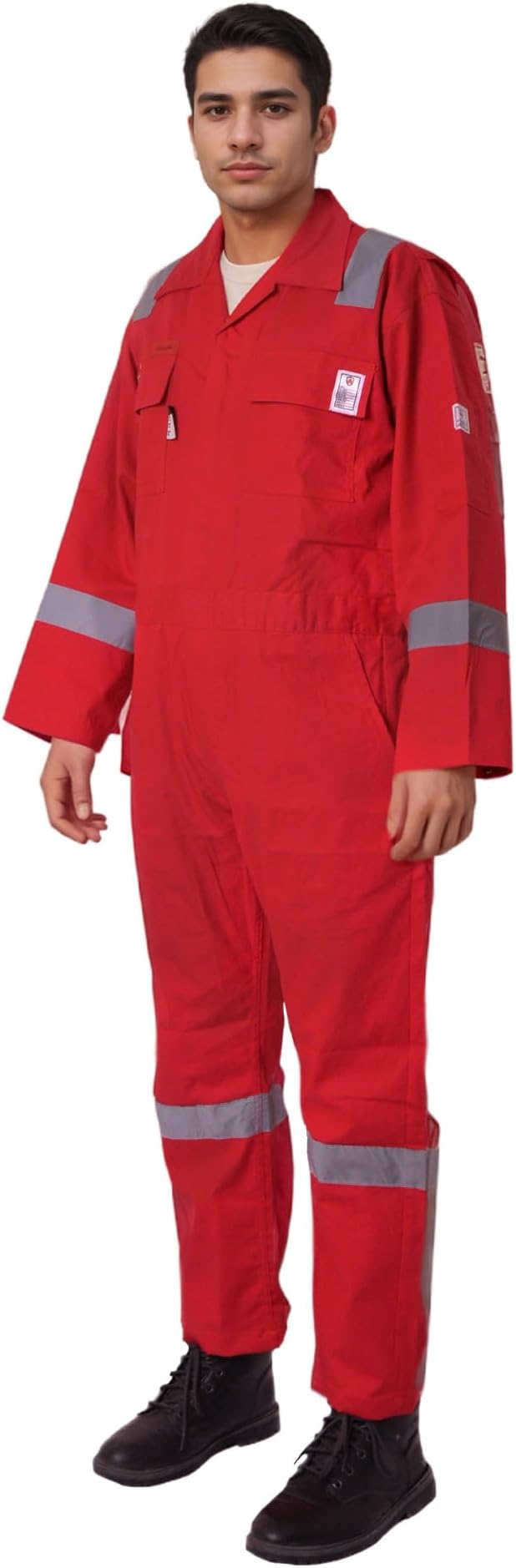 Flame Resistant FR Hi Vis Coveralls for Men NFPA 2112 Complied 7oz Overall for Men Reflective Tape 6 Pockets Coverall