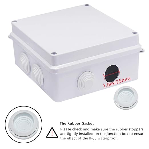 Zulkit Junction Box ABS Plastic Dustproof Waterproof IP65 Universal Electrical Boxes Project Enclosure White 5.9 x 5.9 x 2.8 inch (150 x 150 x 70mm)