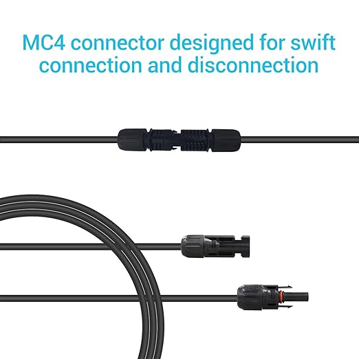 Renogy Solar Panel Extension Cable with Female and Male Connector Waterproof Wire Adaptor, 1.5Ft 12AWG, 1 Piece, Black