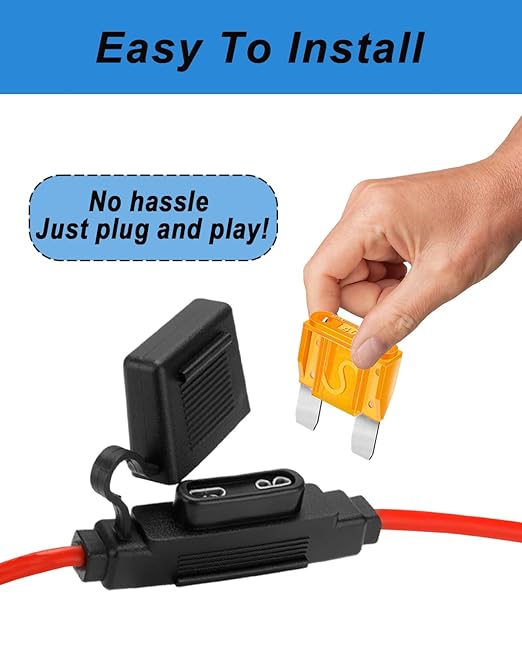 2 Pack Inline Maxi Fuse Holder - 10 AWG 12V Automotive Blade Fuse Holders with 2 Pcs 40 AMP Maxi Fuses