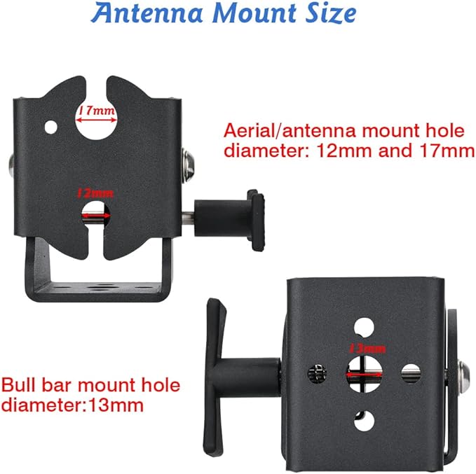 Folding Antenna Mount - Roof Rack Mounting Bracket Kit, Fits Crossbars and Platforms, Folding Aerial Bracket for Antennas, Flags and Small LED Light - Channel Mount