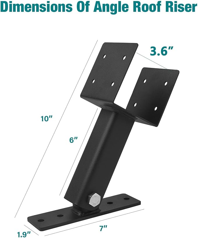3 Pcs Roof Riser Brackets Kit, Heavy Duty Pergola Roof Riser Beam Bracket with Black Powder-Coated, Adjustable Saddle Roof Riser Post and Beam Mount Kit for Gazebo Pergola