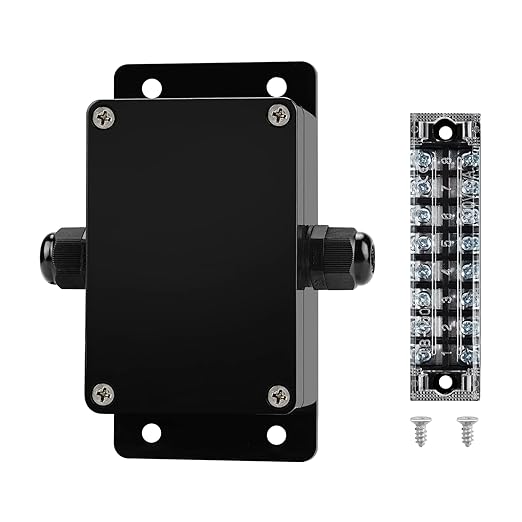 ABS IP67 Waterproof Dustproof Electrical Junction Box, with 15A 600V Barrier Terminal Cable Connector, 1 in/1 Out Power Junction Box（3.93 * 2.67 * 1.96in）