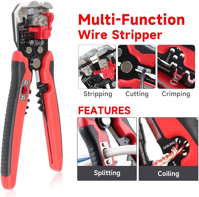 HKS Ferrule Crimping Tool Kit - Square Ferrule Crimper Plier (AWG 23-7) with Muti-use Wire Stripper & 1900pcs Wire End-Sleeves Terminals Kit in Box