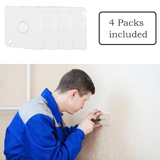 4 Pack Square Electrical Box Covers with 1/2 Inch Knockout, 4 Inch Metal Junction Box Covers, Flat Outlet Box Cover for 4 inch Square Box, EBC-square-1